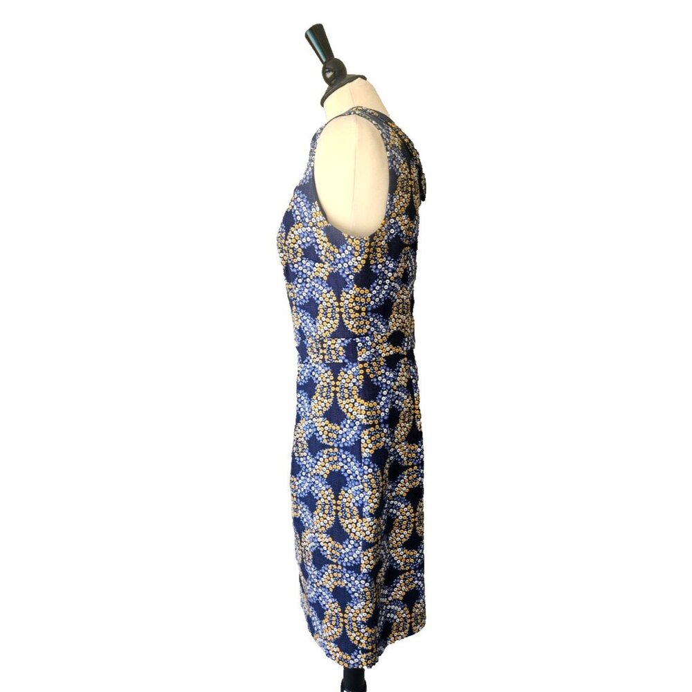 Boden Martha Sheath Dress Sleeveless Yellow Blue and White Floral Print Size 10 - Picture 5 of 7